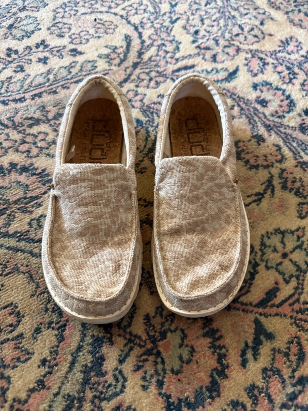 Women’s Hey Dude Casual Slip-On Canvas Shoes in Beige Leopard